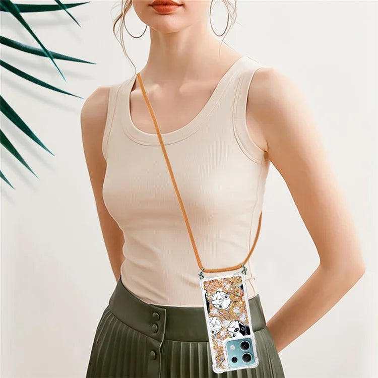 YB Quicksand Series-5 for Xiaomi Redmi Note 13 5G (Global) Slim-Fit TPU Case Pattern Phone Cover with Lanyard