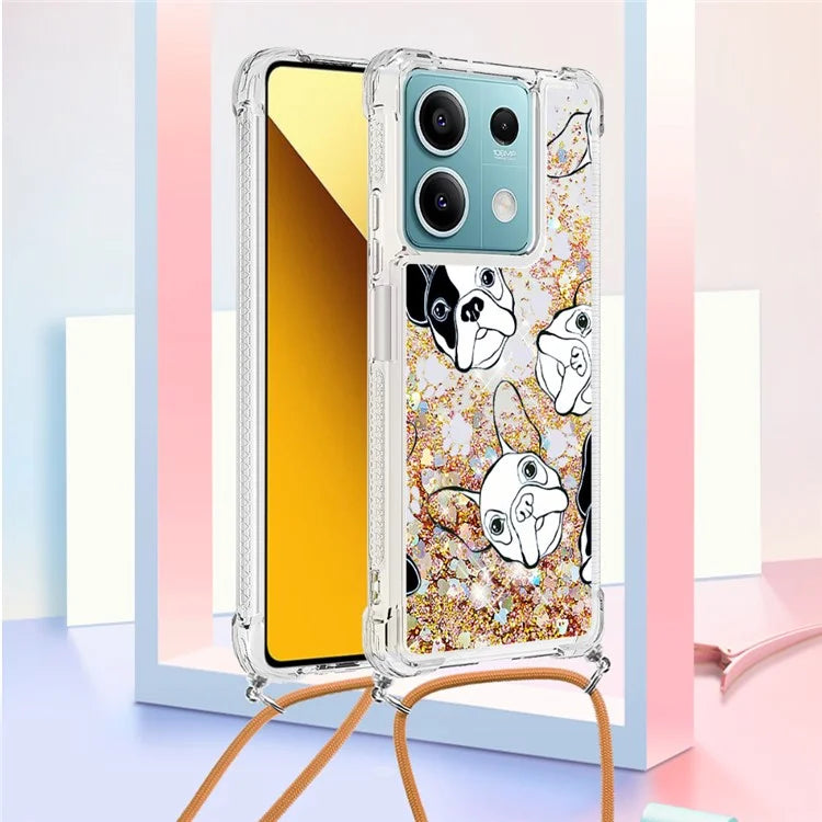 YB Quicksand Series-5 for Xiaomi Redmi Note 13 5G (Global) Slim-Fit TPU Case Pattern Phone Cover with Lanyard