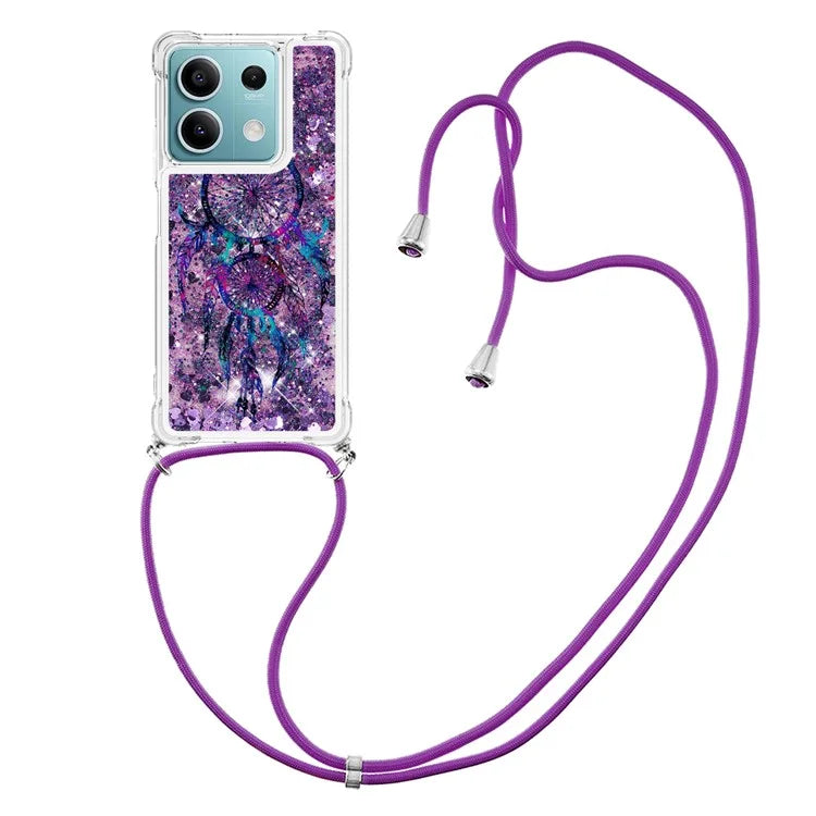 YB Quicksand Series-5 for Xiaomi Redmi Note 13 5G (Global) Slim-Fit TPU Case Pattern Phone Cover with Lanyard