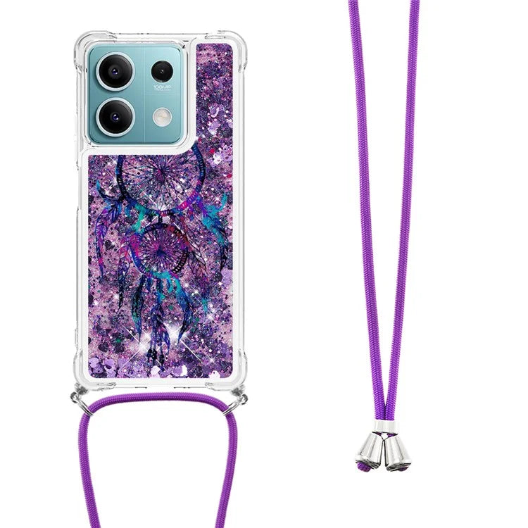 YB Quicksand Series-5 for Xiaomi Redmi Note 13 5G (Global) Slim-Fit TPU Case Pattern Phone Cover with Lanyard