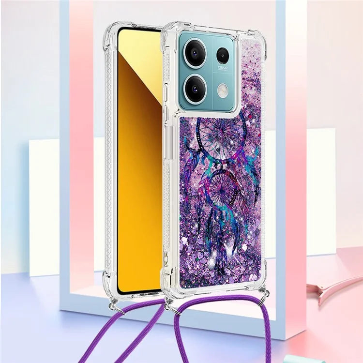 YB Quicksand Series-5 for Xiaomi Redmi Note 13 5G (Global) Slim-Fit TPU Case Pattern Phone Cover with Lanyard