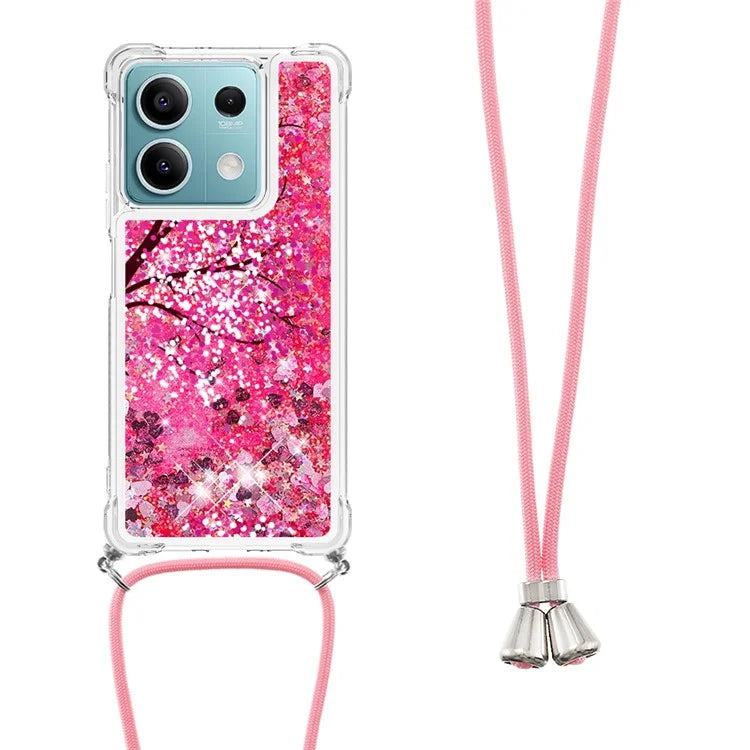 YB Quicksand Series-5 for Xiaomi Redmi Note 13 5G (Global) Slim-Fit TPU Case Pattern Phone Cover with Lanyard
