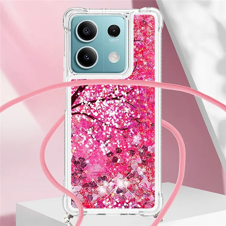 YB Quicksand Series-5 for Xiaomi Redmi Note 13 5G (Global) Slim-Fit TPU Case Pattern Phone Cover with Lanyard