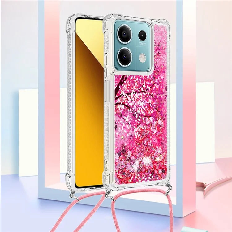 YB Quicksand Series-5 for Xiaomi Redmi Note 13 5G (Global) Slim-Fit TPU Case Pattern Phone Cover with Lanyard
