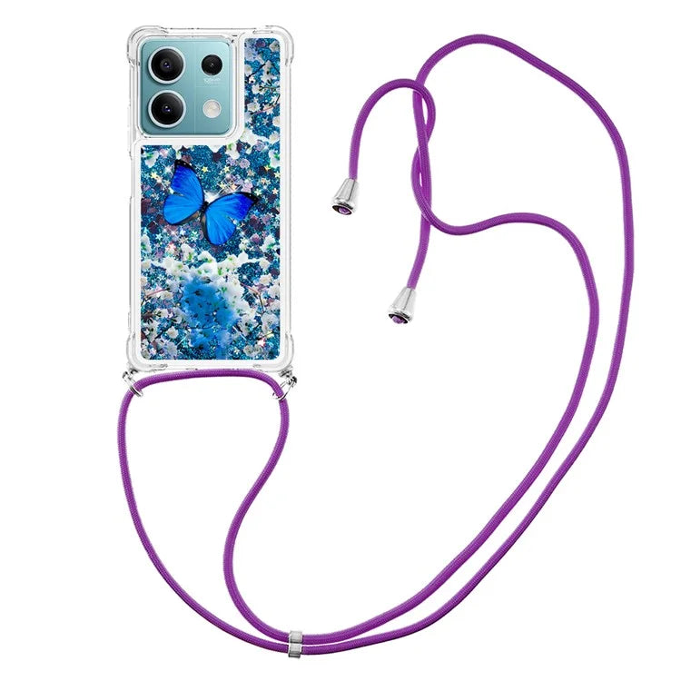 YB Quicksand Series-5 for Xiaomi Redmi Note 13 5G (Global) Slim-Fit TPU Case Pattern Phone Cover with Lanyard