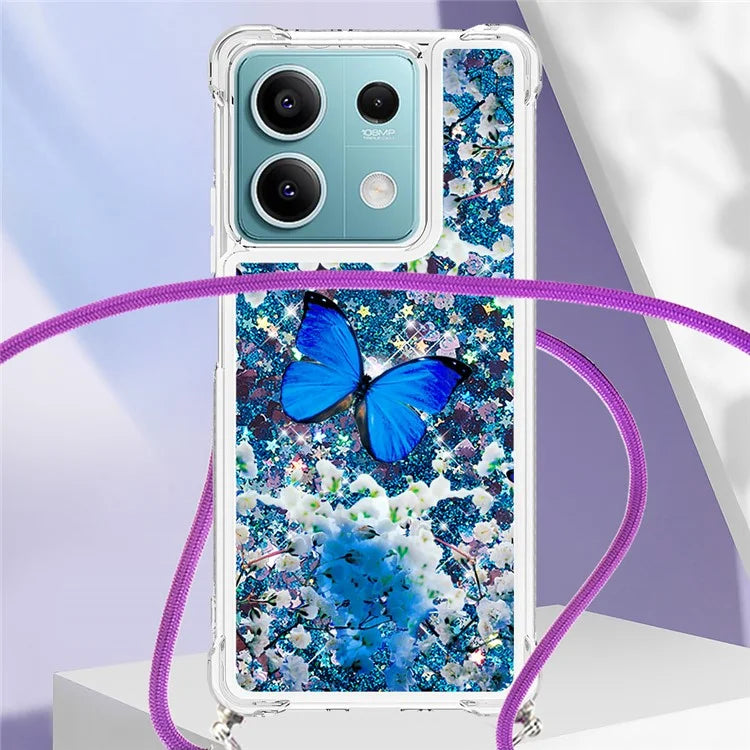YB Quicksand Series-5 for Xiaomi Redmi Note 13 5G (Global) Slim-Fit TPU Case Pattern Phone Cover with Lanyard