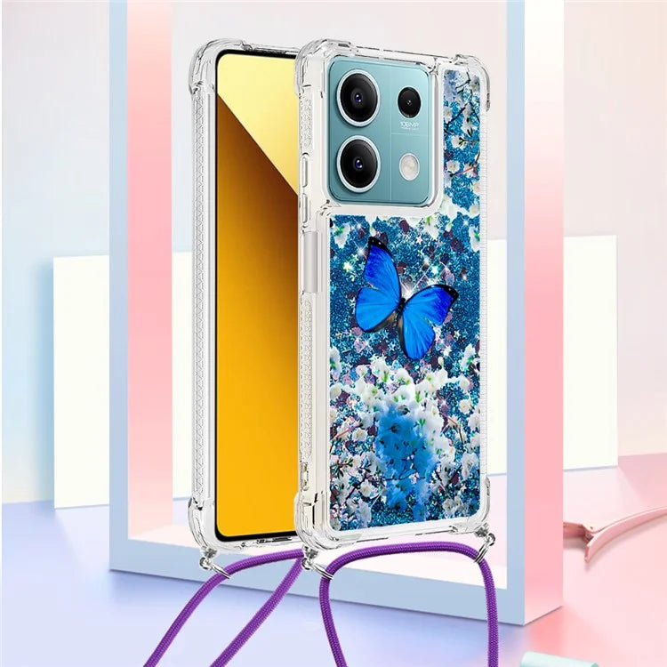 YB Quicksand Series-5 for Xiaomi Redmi Note 13 5G (Global) Slim-Fit TPU Case Pattern Phone Cover with Lanyard