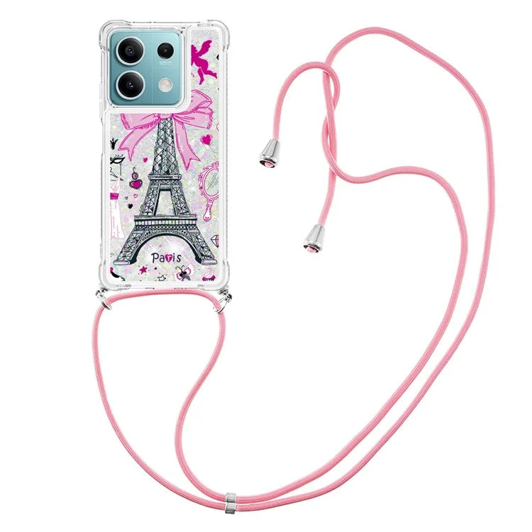 YB Quicksand Series-5 for Xiaomi Redmi Note 13 5G (Global) Slim-Fit TPU Case Pattern Phone Cover with Lanyard
