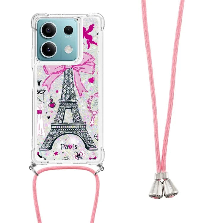 YB Quicksand Series-5 for Xiaomi Redmi Note 13 5G (Global) Slim-Fit TPU Case Pattern Phone Cover with Lanyard