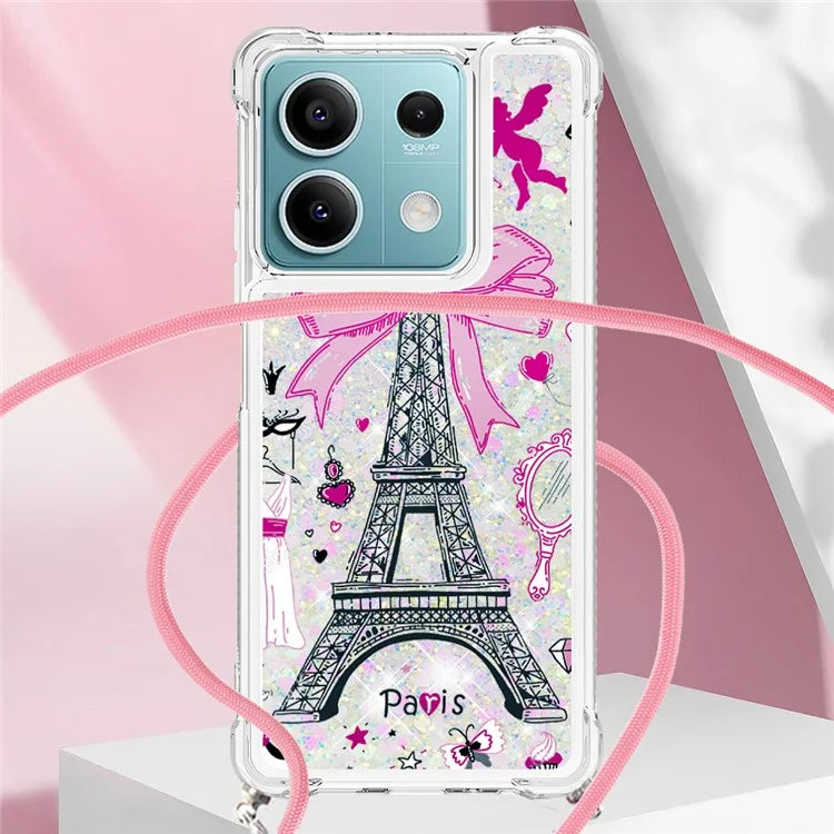 YB Quicksand Series-5 for Xiaomi Redmi Note 13 5G (Global) Slim-Fit TPU Case Pattern Phone Cover with Lanyard