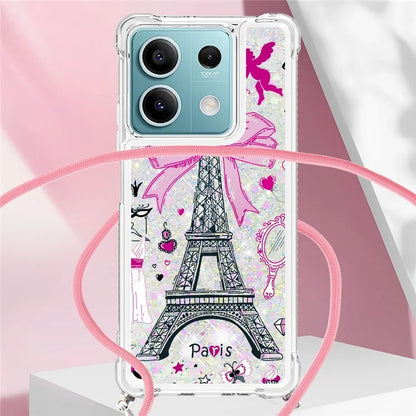 YB Quicksand Series-5 for Xiaomi Redmi Note 13 5G (Global) Slim-Fit TPU Case Pattern Phone Cover with Lanyard