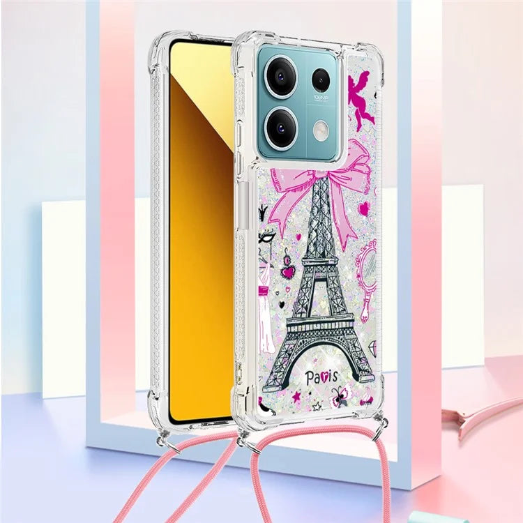YB Quicksand Series-5 for Xiaomi Redmi Note 13 5G (Global) Slim-Fit TPU Case Pattern Phone Cover with Lanyard