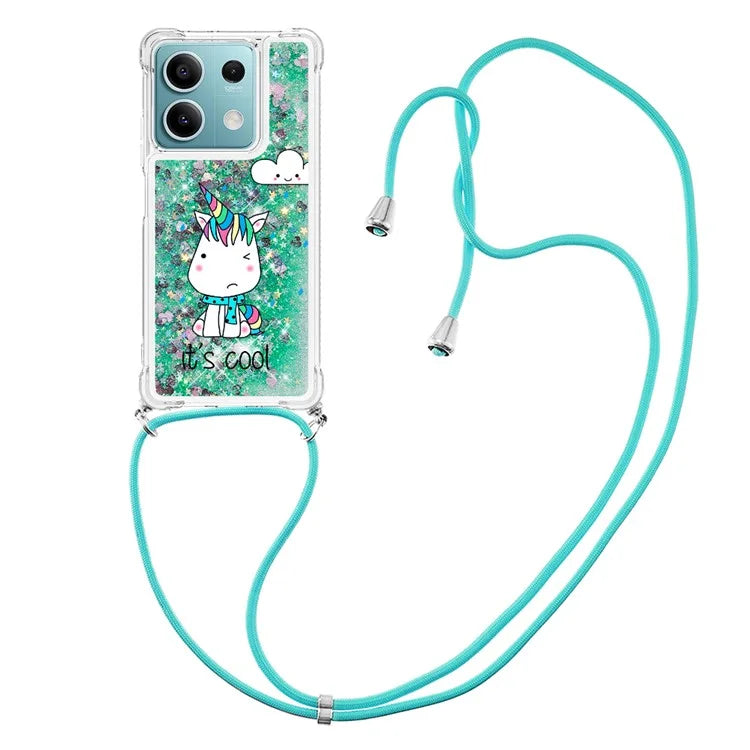 YB Quicksand Series-5 for Xiaomi Redmi Note 13 5G (Global) Slim-Fit TPU Case Pattern Phone Cover with Lanyard