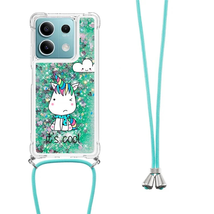 YB Quicksand Series-5 for Xiaomi Redmi Note 13 5G (Global) Slim-Fit TPU Case Pattern Phone Cover with Lanyard