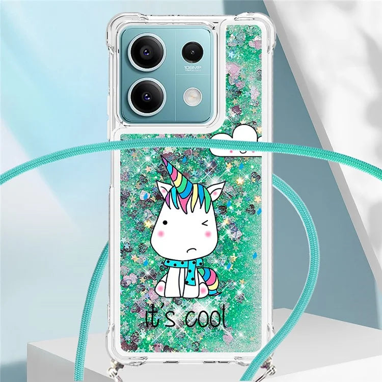 YB Quicksand Series-5 for Xiaomi Redmi Note 13 5G (Global) Slim-Fit TPU Case Pattern Phone Cover with Lanyard