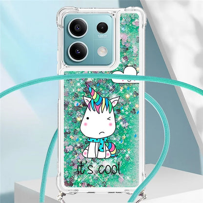 YB Quicksand Series-5 for Xiaomi Redmi Note 13 5G (Global) Slim-Fit TPU Case Pattern Phone Cover with Lanyard