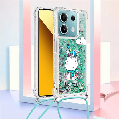 YB Quicksand Series-5 for Xiaomi Redmi Note 13 5G (Global) Slim-Fit TPU Case Pattern Phone Cover with Lanyard