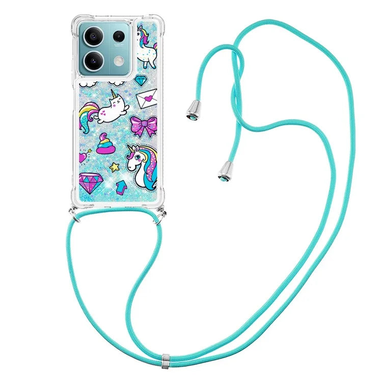 YB Quicksand Series-5 for Xiaomi Redmi Note 13 5G (Global) Slim-Fit TPU Case Pattern Phone Cover with Lanyard