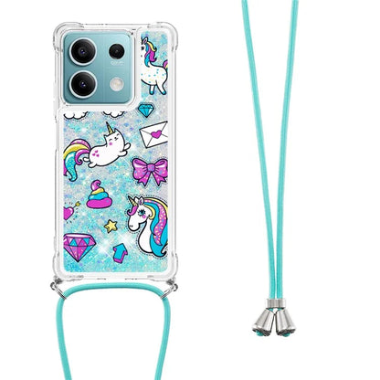 YB Quicksand Series-5 for Xiaomi Redmi Note 13 5G (Global) Slim-Fit TPU Case Pattern Phone Cover with Lanyard