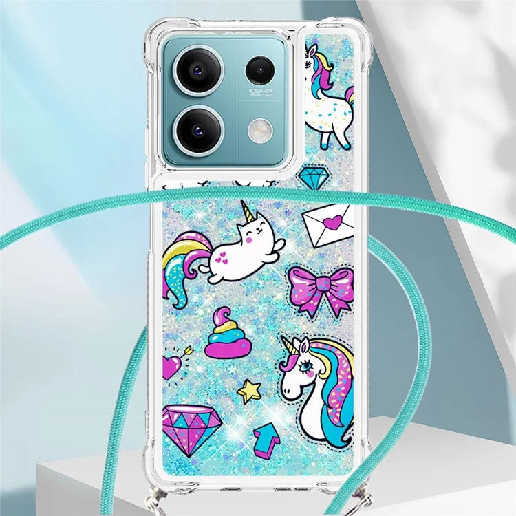 YB Quicksand Series-5 for Xiaomi Redmi Note 13 5G (Global) Slim-Fit TPU Case Pattern Phone Cover with Lanyard