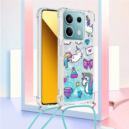 YB Quicksand Series-5 for Xiaomi Redmi Note 13 5G (Global) Slim-Fit TPU Case Pattern Phone Cover with Lanyard