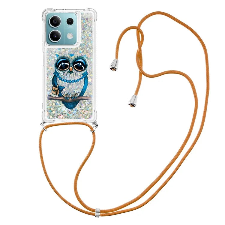 YB Quicksand Series-5 for Xiaomi Redmi Note 13 5G (Global) Slim-Fit TPU Case Pattern Phone Cover with Lanyard