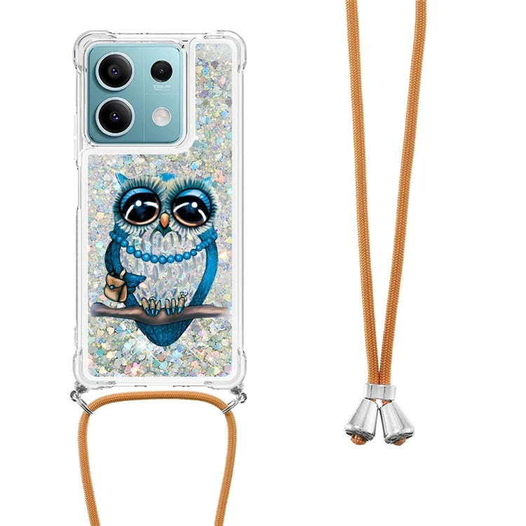 YB Quicksand Series-5 for Xiaomi Redmi Note 13 5G (Global) Slim-Fit TPU Case Pattern Phone Cover with Lanyard