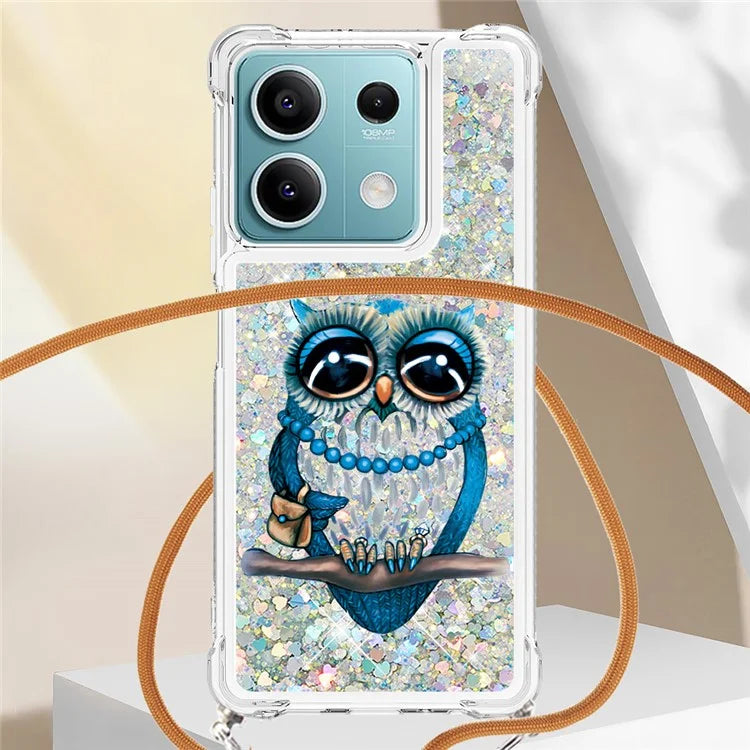 YB Quicksand Series-5 for Xiaomi Redmi Note 13 5G (Global) Slim-Fit TPU Case Pattern Phone Cover with Lanyard