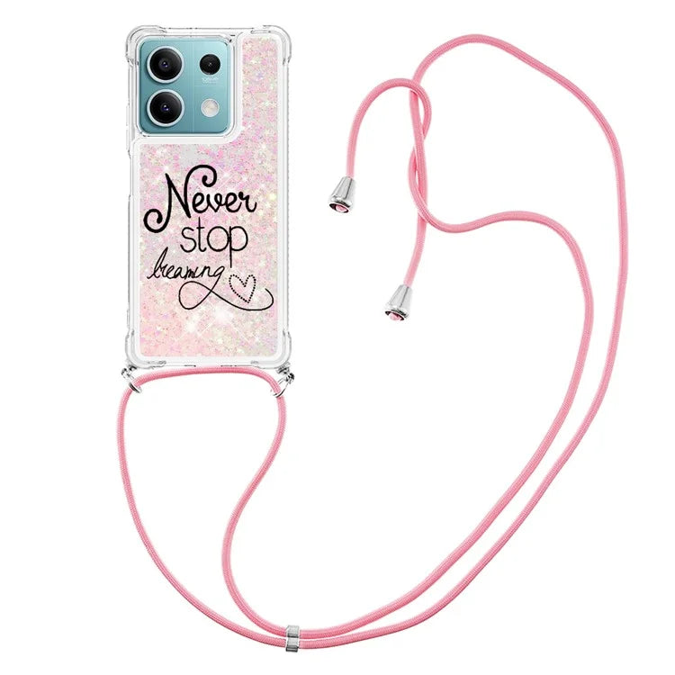 YB Quicksand Series-5 for Xiaomi Redmi Note 13 5G (Global) Slim-Fit TPU Case Pattern Phone Cover with Lanyard