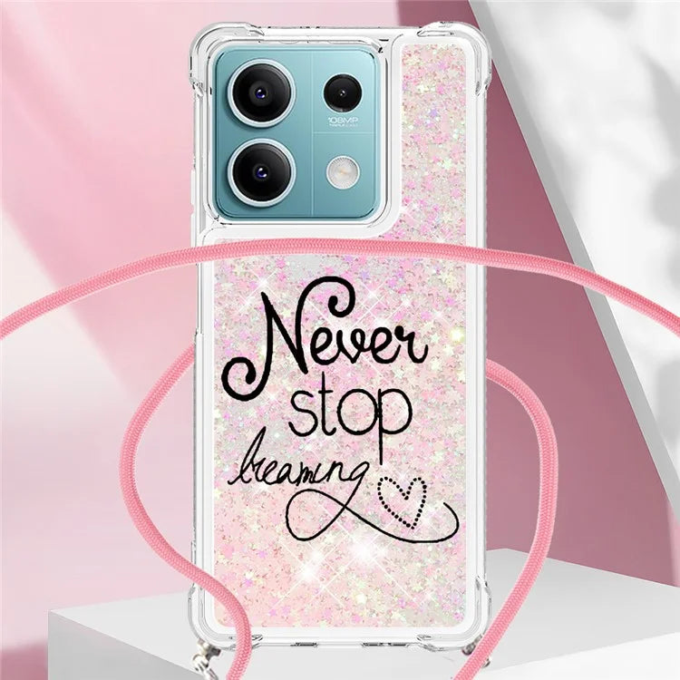 YB Quicksand Series-5 for Xiaomi Redmi Note 13 5G (Global) Slim-Fit TPU Case Pattern Phone Cover with Lanyard