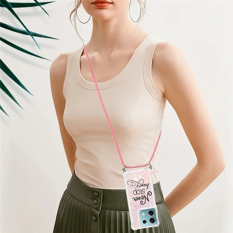 YB Quicksand Series-5 for Xiaomi Redmi Note 13 5G (Global) Slim-Fit TPU Case Pattern Phone Cover with Lanyard