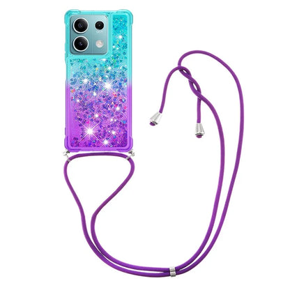 YB Quicksand Series-6 for Xiaomi Redmi Note 13 5G Case Bling Flowing Liquid TPU Phone Cover with Lanyard