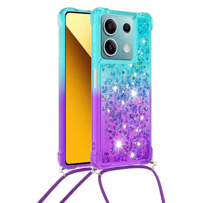 YB Quicksand Series-6 for Xiaomi Redmi Note 13 5G Case Bling Flowing Liquid TPU Phone Cover with Lanyard