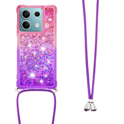 YB Quicksand Series-6 for Xiaomi Redmi Note 13 5G Case Bling Flowing Liquid TPU Phone Cover with Lanyard