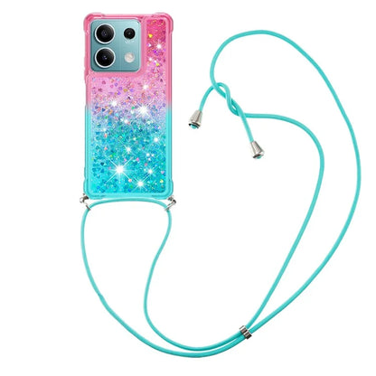YB Quicksand Series-6 for Xiaomi Redmi Note 13 5G Case Bling Flowing Liquid TPU Phone Cover with Lanyard
