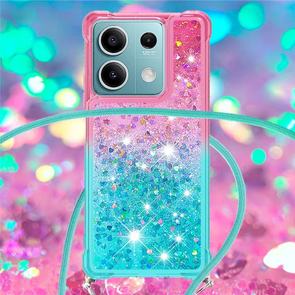 YB Quicksand Series-6 for Xiaomi Redmi Note 13 5G Case Bling Flowing Liquid TPU Phone Cover with Lanyard