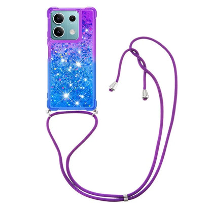 YB Quicksand Series-6 for Xiaomi Redmi Note 13 5G Case Bling Flowing Liquid TPU Phone Cover with Lanyard
