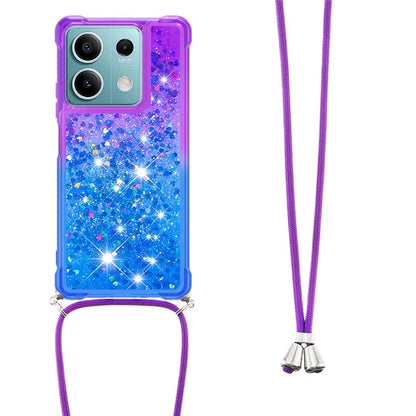 YB Quicksand Series-6 for Xiaomi Redmi Note 13 5G Case Bling Flowing Liquid TPU Phone Cover with Lanyard
