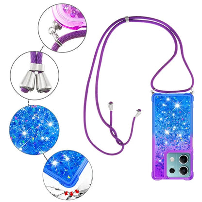 YB Quicksand Series-6 for Xiaomi Redmi Note 13 5G Case Bling Flowing Liquid TPU Phone Cover with Lanyard