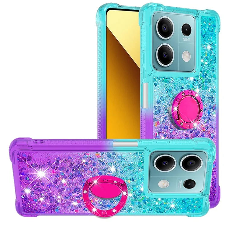 YB Quicksand Series-8 for Xiaomi Redmi Note 13 5G Case with Ring Kickstand Liquid Sparkle TPU Phone Cover