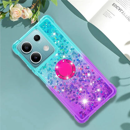 YB Quicksand Series-8 for Xiaomi Redmi Note 13 5G Case with Ring Kickstand Liquid Sparkle TPU Phone Cover
