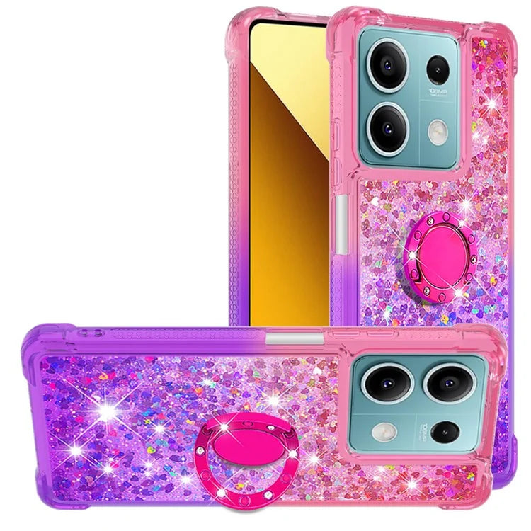 YB Quicksand Series-8 for Xiaomi Redmi Note 13 5G Case with Ring Kickstand Liquid Sparkle TPU Phone Cover
