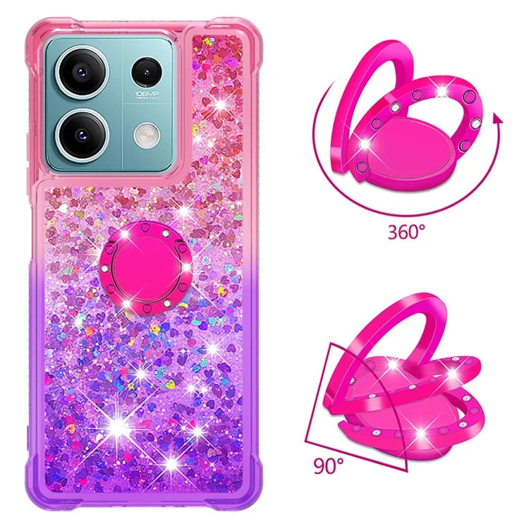 YB Quicksand Series-8 for Xiaomi Redmi Note 13 5G Case with Ring Kickstand Liquid Sparkle TPU Phone Cover