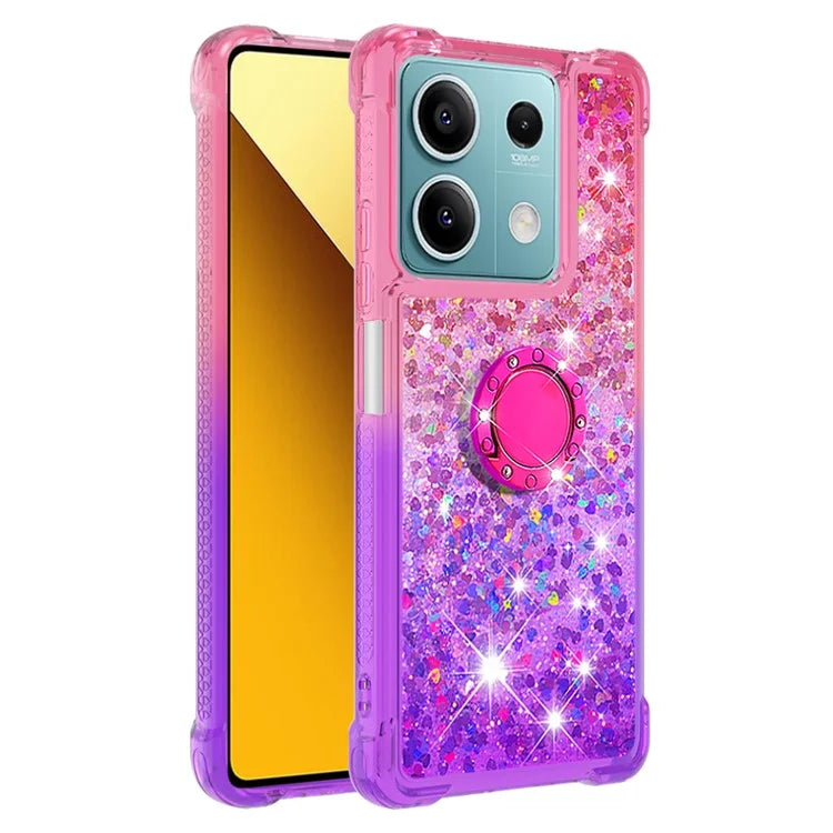 YB Quicksand Series-8 for Xiaomi Redmi Note 13 5G Case with Ring Kickstand Liquid Sparkle TPU Phone Cover