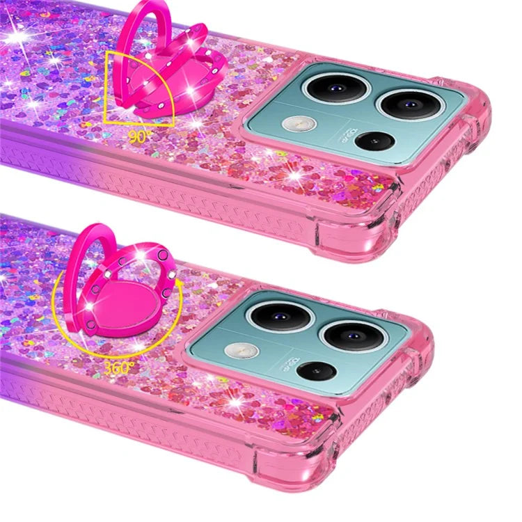 YB Quicksand Series-8 for Xiaomi Redmi Note 13 5G Case with Ring Kickstand Liquid Sparkle TPU Phone Cover