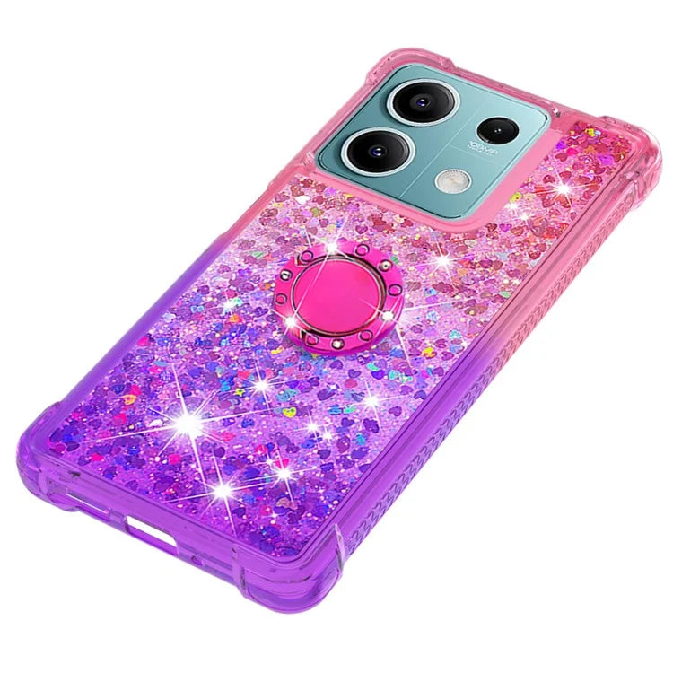 YB Quicksand Series-8 for Xiaomi Redmi Note 13 5G Case with Ring Kickstand Liquid Sparkle TPU Phone Cover