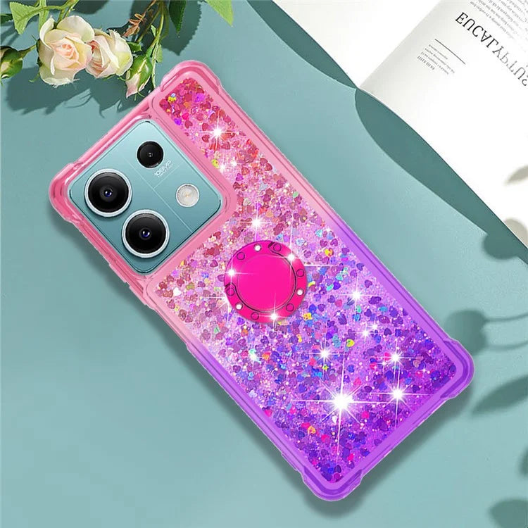 YB Quicksand Series-8 for Xiaomi Redmi Note 13 5G Case with Ring Kickstand Liquid Sparkle TPU Phone Cover