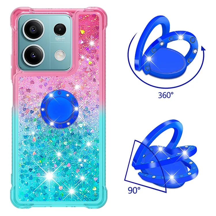 YB Quicksand Series-8 for Xiaomi Redmi Note 13 5G Case with Ring Kickstand Liquid Sparkle TPU Phone Cover