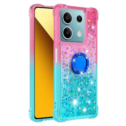 YB Quicksand Series-8 for Xiaomi Redmi Note 13 5G Case with Ring Kickstand Liquid Sparkle TPU Phone Cover