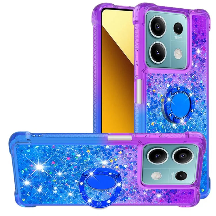 YB Quicksand Series-8 for Xiaomi Redmi Note 13 5G Case with Ring Kickstand Liquid Sparkle TPU Phone Cover